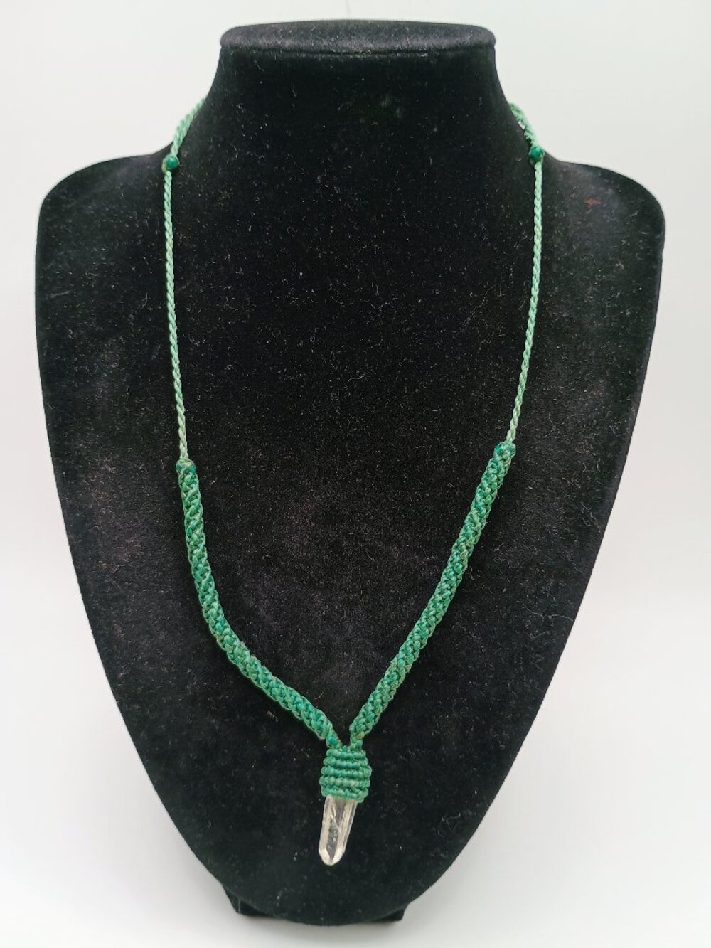 Handmade Macrame Necklace with Quartz Crystal Point